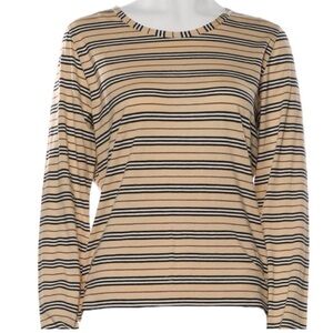Burberry London Classic Striped Crewneck T-Shirt Long Sleeve Stretch Top Sz XL
